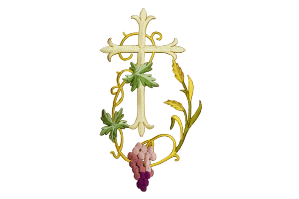 Latin Style Cross Appliqué with Wheat, Vine, and Grape Motif 4