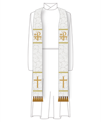 White Pastor or Priest Stole | White Dayspring Chi Rho AO Clergy Stole