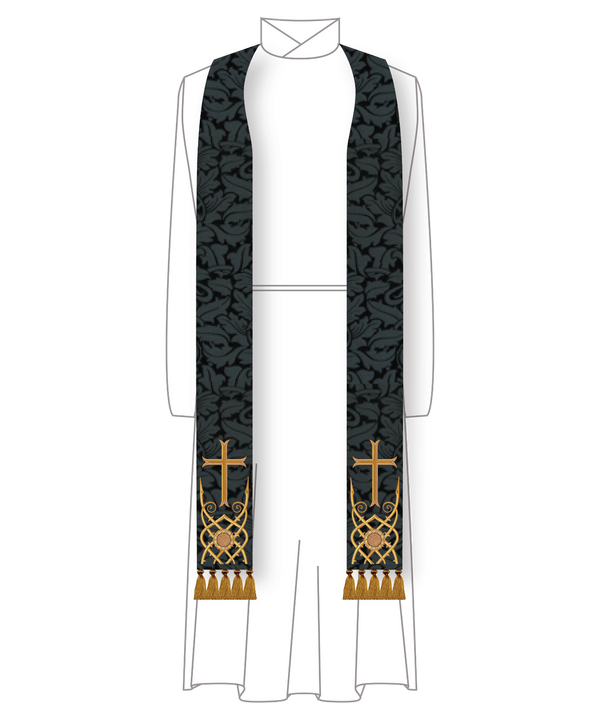 Eleison Lattice Black Stole for Clergy | Liturgical Vestments