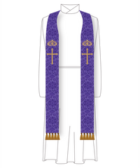 Latin Cross and Crown Stole | Blue and Violet Advent Stoles