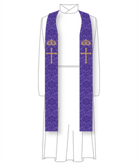 Latin Cross and Crown Stole | Blue and Violet Advent Stoles