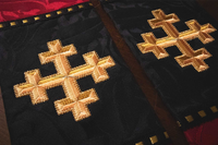 Scarlet Cross Priest Stole Passion | Oxblood Lent Passion Priest Stole