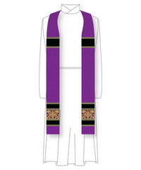 Violet & Black Silk Priest Stole | Silk Dupioni Advent Lent Clergy Stoles