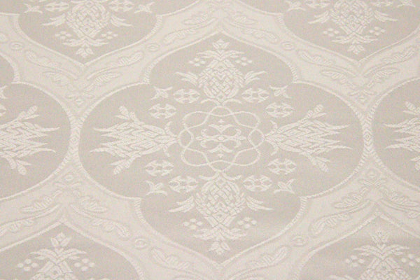 White Pomegranate Quatrefoil Brocade Liturgical Church Vestment Fabric