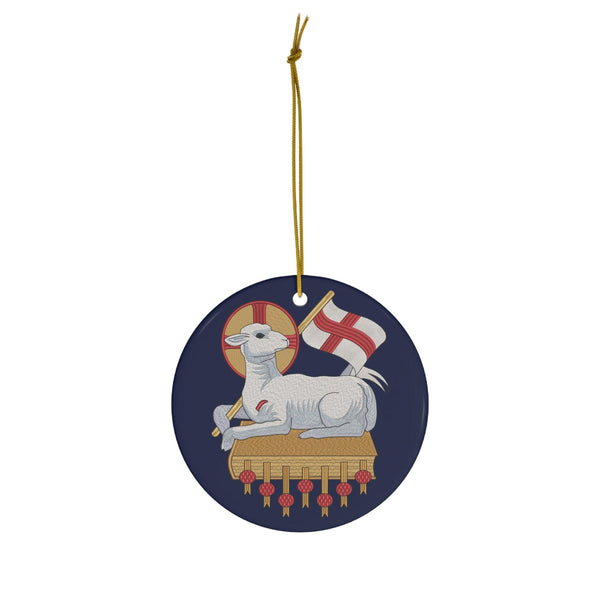 Beautiful Agnus Dei Ceramic Ornament - Perfect for Christmas tree decoration or as a cherished gift. From Ecclesiastical Sewing