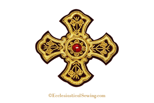 Bullion Gold Jeweled Cross - Goldwork Appliques Ecclesiastical Sewing on Sale