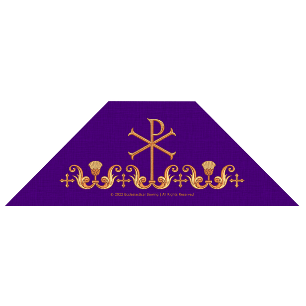 Chalice Veil or Burse with Chi Rho, Thistle, & Swirl Embroidery | Violet Lent - Ecclesiastical Sewing
