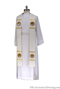 WHite Pastor Priest Evangelist Stole | Clergy Stoles Priests Pastors Ecclesiatsical Sewing