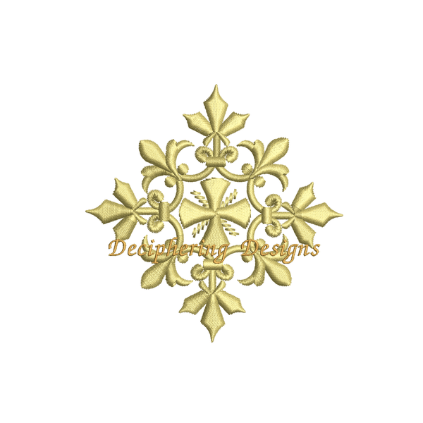 Cross Gold Religious Machine Embroidery | Digital Embroidery Design Ecclesiastical Sewing