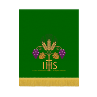 IHS Grapes Embroidered Green Pulpit Fall | Green Trinity Pulpit Fall - Ecclesiastical Sewing