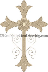Latin Scroll Cross Altar Linens Machine Embroidery Design | Church Linen Machine Emboidery Designs Ecclesiastical Sewing