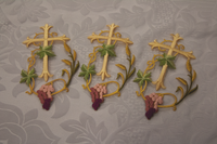 Latin Style Cross Appliqué with Wheat, Vine, and Grape Motif 4"W x 7"L for Church Vestments and Artistic Embellishments | Ecclesiastical Sewing