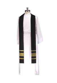 Pastor or Priest Stole | Saint Alban Black Silk Pastor Priest Stole - Ecclesiastical Sewing