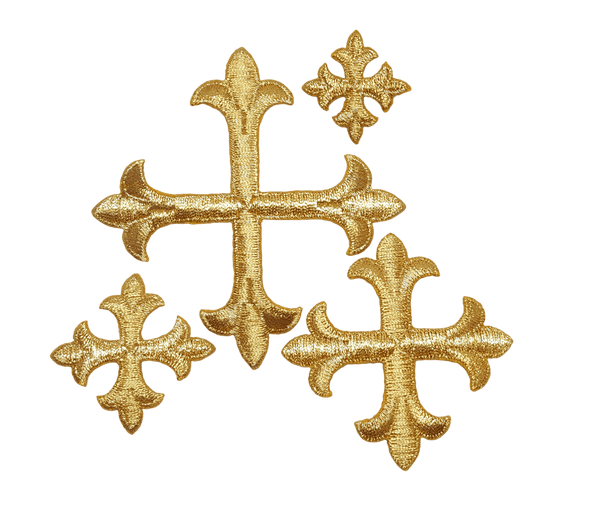 Rose Metallic Gold Iron On Crosses | Small Metallic Gold Crosses Ecclesiastical Sewing