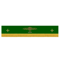 Sanctified Budded Cross Vines Superfrontal Crosses Green Altar Hanging | Trinity Green Altar ahnging Liturgical Brocade Ecclesiastical Sewing
