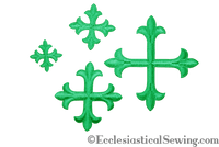 Small Cross Appliques Kelly Green Iron On Backing For Church Vestments