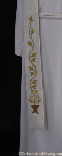 White Clergy Stoles | Christmas Rose Easter Collection Style #3 - Ecclesiastical Sewing