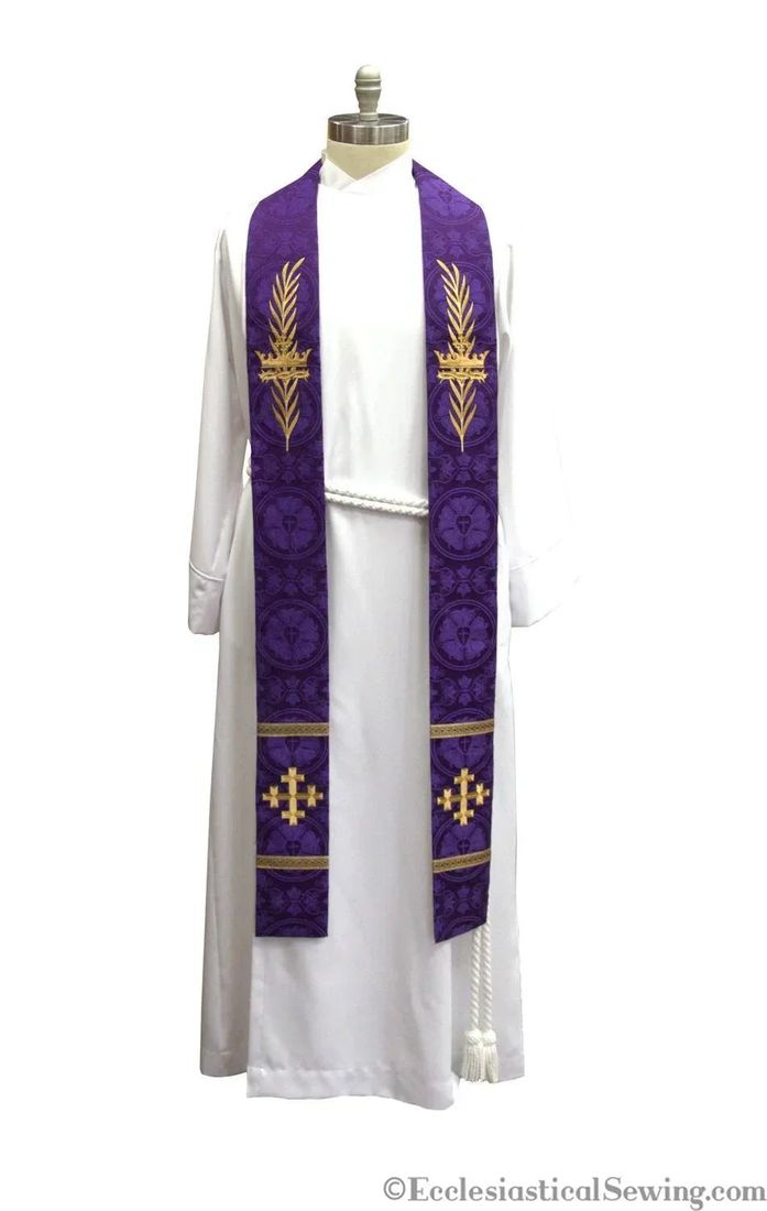 The Palm Branch and Cross stole on a dress form