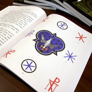 Colour plate V with the Holy Spirit dove, Chi Rho monograms and star symbols