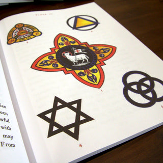 Colour plate III with the Agnus Dei, the triangle, the Star of David and the interlocking rings of the Trinity