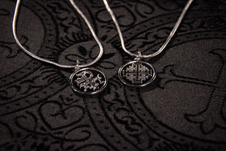 Crusader Necklace - Chi Rho & Jerusalem Cross Necklace – Stainless Steel Pendant on Braided Cord