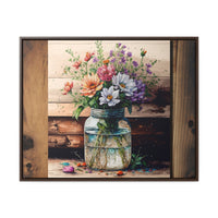 Rustic Beauty Mason Jar Floral Watercolor Print on Canvas Home & Decor