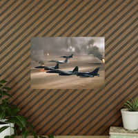 Modern Poster USA Military Wall Art For Dad Fly over Kuwaiti oil fires