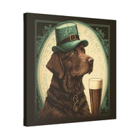 Chocolate Lab in Art Nouveau Style | Canvas of Furry Friend with Cold Beer
