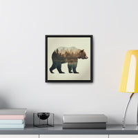 Rustic Minimalist Double Exposure Bear and Woods Canvas Print - Great for a cozy bedroom or office space| ecclesiastical-sewing