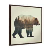 Rustic Minimalist Double Exposure Bear and Woods Canvas Print - Great for a cozy bedroom or office space| ecclesiastical-sewing