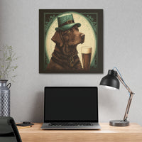 Chocolate Lab in Art Nouveau Style | Canvas of Furry Friend with Cold Beer