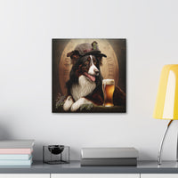 Art Nouveau Style Border Collie with Beer Canvas Dog Lover Gift Decor
