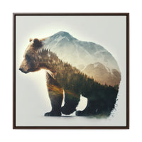 Rustic Minimalist Double Exposure Bear and Woods Canvas Print - A unique addition to your home's rustic decor| ecclesiastical-sewing