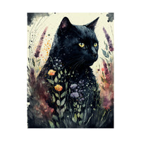 Black cat watercolor print: Ideal for cat lovers and gifts | ecclesiastical-sewing