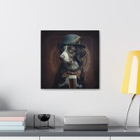 Art Nouveau Dog Canvas Print with Beer at the Pub for Home Decor