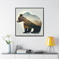 Rustic Minimalist Double Exposure Bear and Woods Canvas Print - A unique addition to your home's rustic decor| ecclesiastical-sewing