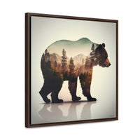 Rustic Minimalist Double Exposure Bear and Woods Canvas Print - Perfect for nature lover's living room or cabin| ecclesiastical-sewing