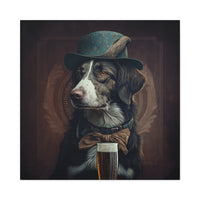 Art Nouveau Dog Canvas Print with Beer at the Pub for Home Decor