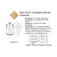 Roman Chasuble Pattern for Sewing | Cross Back Latin Mass Yardage Chart Ecclesiastsical Sewing