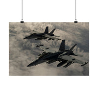 F-18 Hornet Flight Over Iraq Poster | Modern Military Game Room Decor | ecclesiastical-sewing