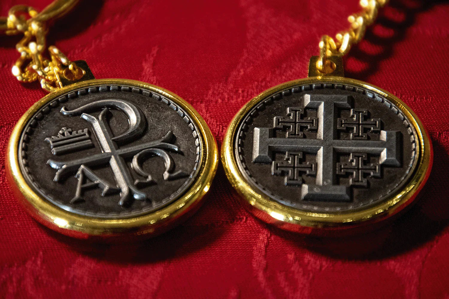 Jerusalem Cross and Chi Rho Key Chain Pendant | Ecclesiastical Sewing Jerusalem Cross and Chi Rho Key Chain Pendant | Ecclesiastical Sewing