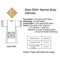 5004 Narrow Body Latin Mass Dalmatic| Clergy Vestment Sewing Pattern