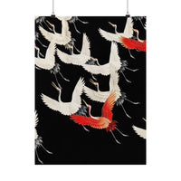 Game Room Decor |  Crane Japanese Poster - Furisode with Flying Cranes | Ecclesiastical Sewing