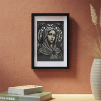 Heavenly Beauty: Mary Stained Glass Framed Picture | Ecclesiastical Sewing