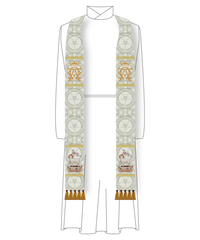 White Alpha Omega Agnus Dei Stole | White Pastor Priest Stole