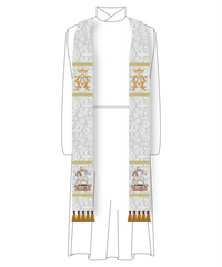 White Alpha Omega Agnus Dei Stole | White Pastor Priest Stole