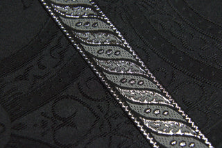 Black and Silver Scroll Jacquard Ribbon Trim – 1 Inch Wide
