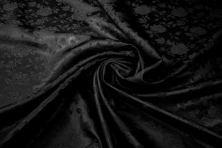 black rose brocade fabric satin finish polyester church textile