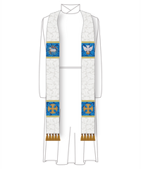 Canterbury Cross Clergy Stole | White Pastor & Priest Stole