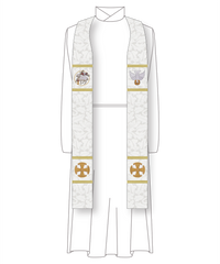 Canterbury Cross Clergy Stole | White Pastor & Priest Stole